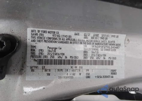 2017 Ford Focus Se из США, поврежденный, VIN 1FADP3F27HL243487